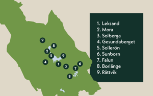 Aktiviteter med barn i Dalarna. Karta över Dalarna.